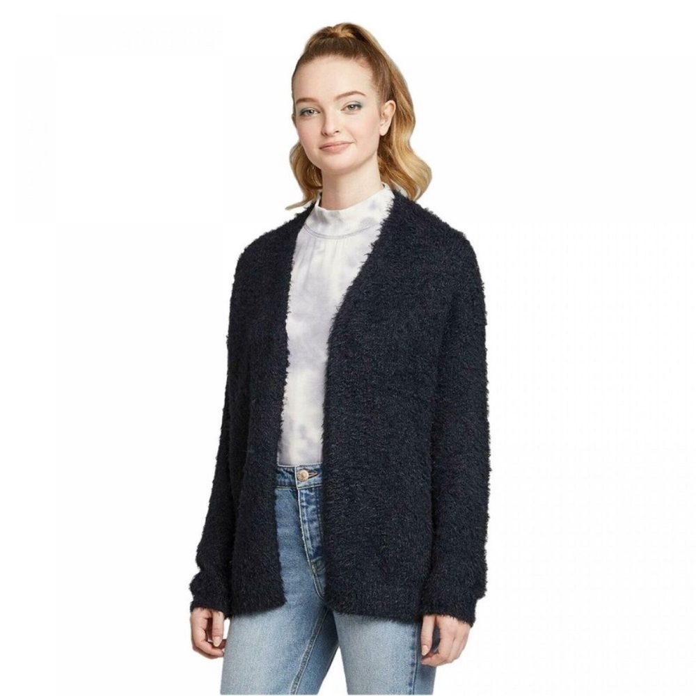 Wild Fable navy fuzzy open front cardigan medium
